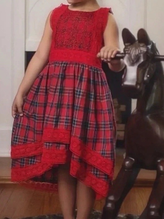 Trish Scully Other - Trish Scully Christmas Plaid High Low Dress Girls 5